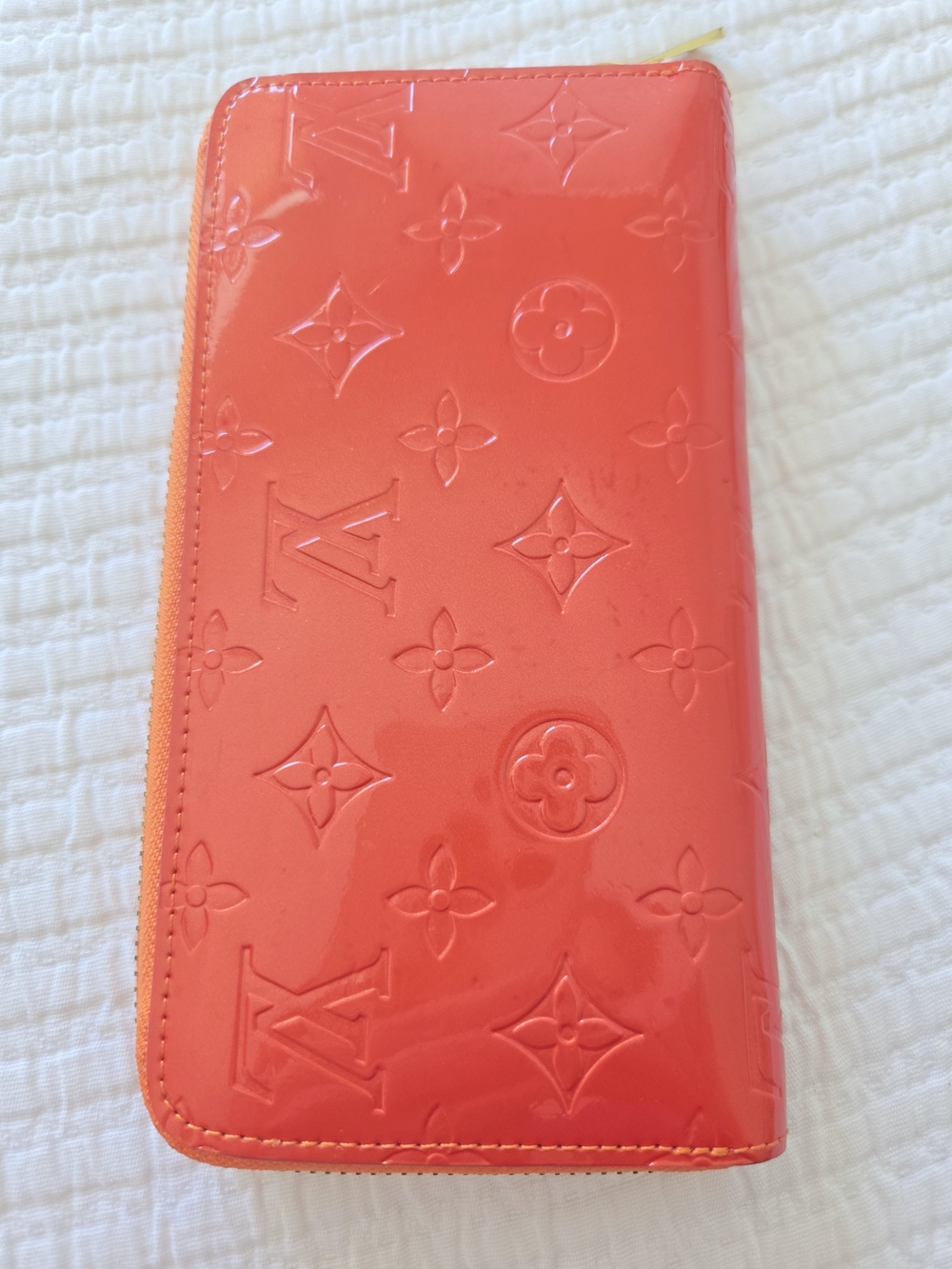 Orange Patent Zip Wallet